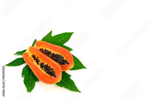 Ripe papaya isolated on white background.