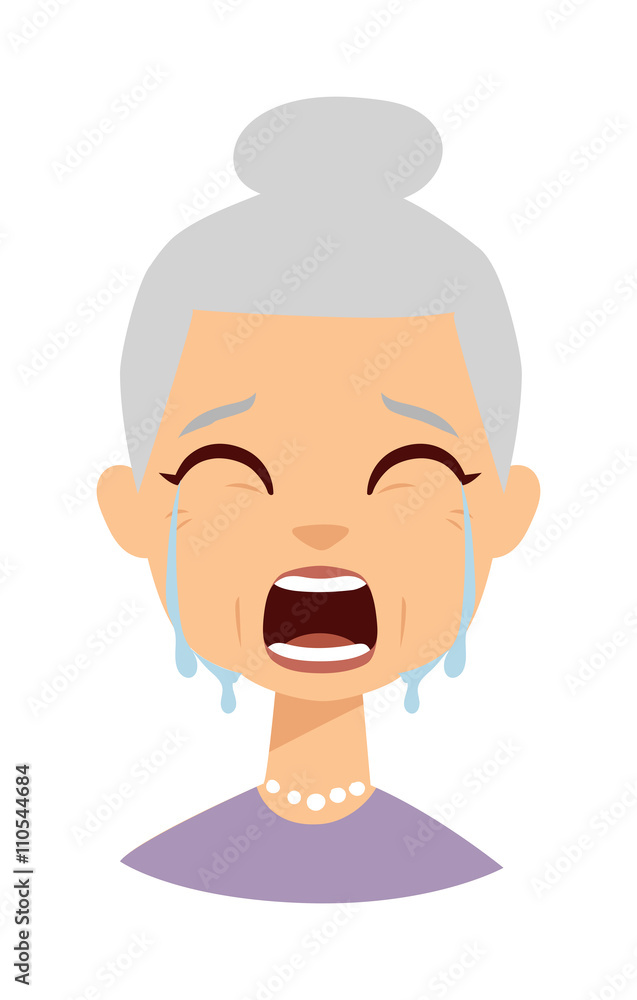 Crying face vector illustration.