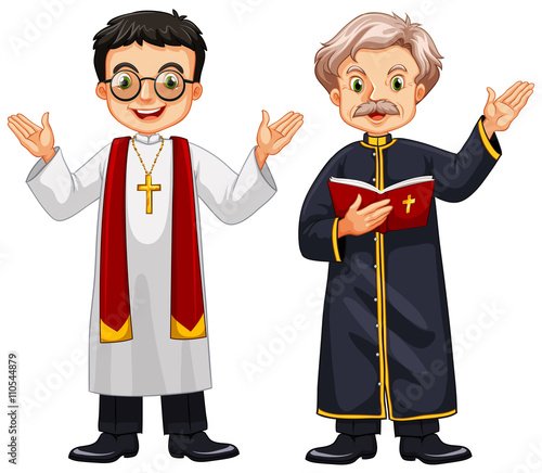 Two priests with happy face