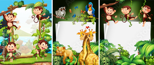 Banner design with wild animals
