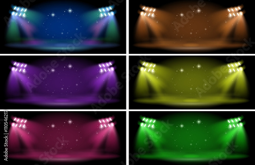 Stage with six color backgrounds