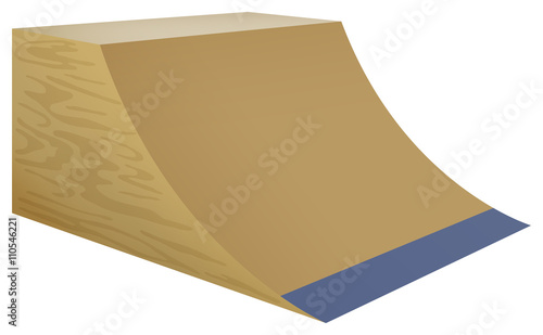 Wooden street ramp on white background