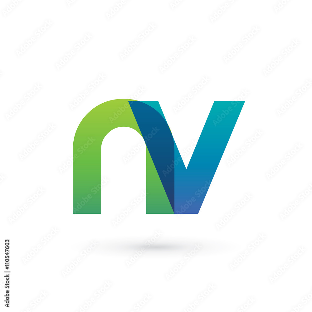 Modern Colorful Letter N V Logo Modern Colorful Letter N V Logo
