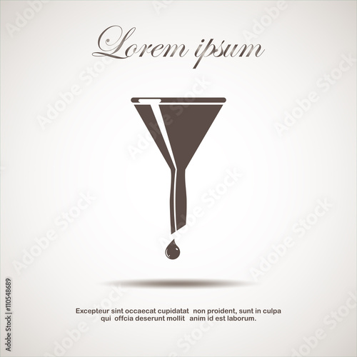 The funnel icon. Filtered and filter, laboratory, chemistry symb