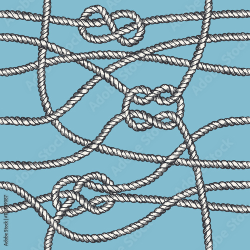 Marine rope knot seamless pattern.
