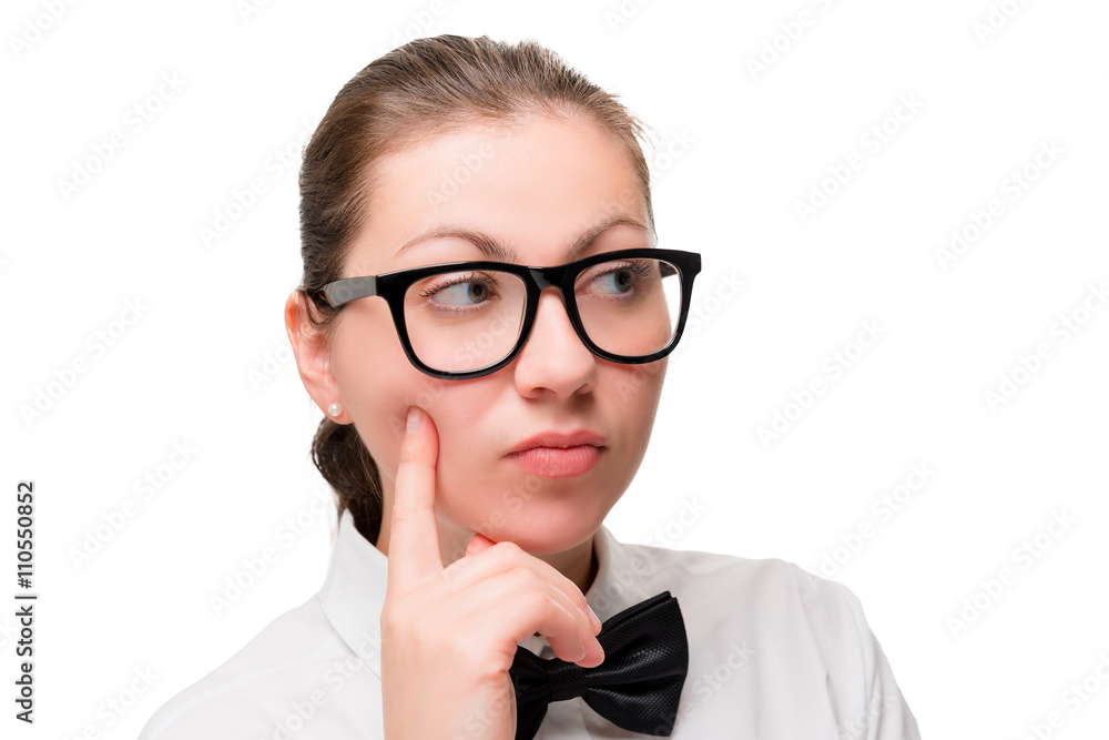 Horizontal portrait of a businessman Close-up on a white backgro