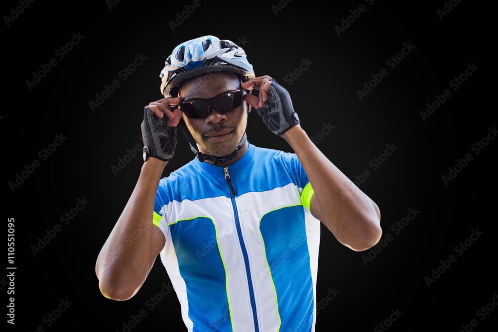 Portrait of cyclist is posing Portrait of cyclist is posing