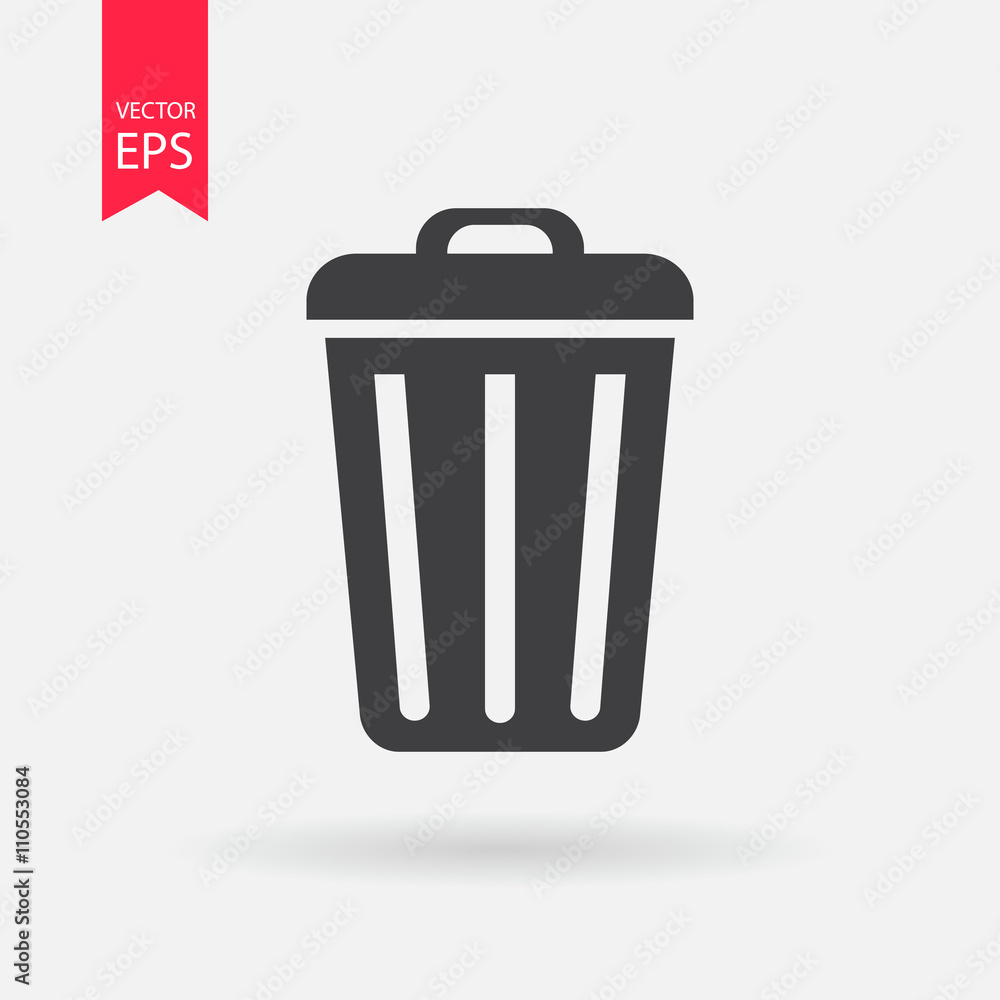 Trash bin or delete icon. Trash bin logo flat design style. Trash bin Isolated on white background. Vector illustration Trash bin or delete icon. Trash bin logo flat design style. Trash bin Isolated on white background. Vector illustration