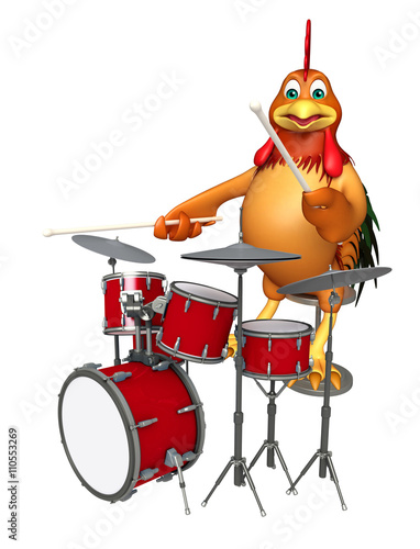 fun Chicken cartoon character with drum photo