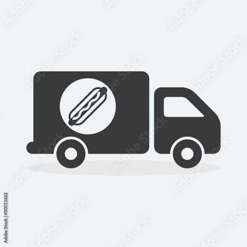Hot dog Food Truck. Street Food Truck concept - vector illustration. Fast food truck.