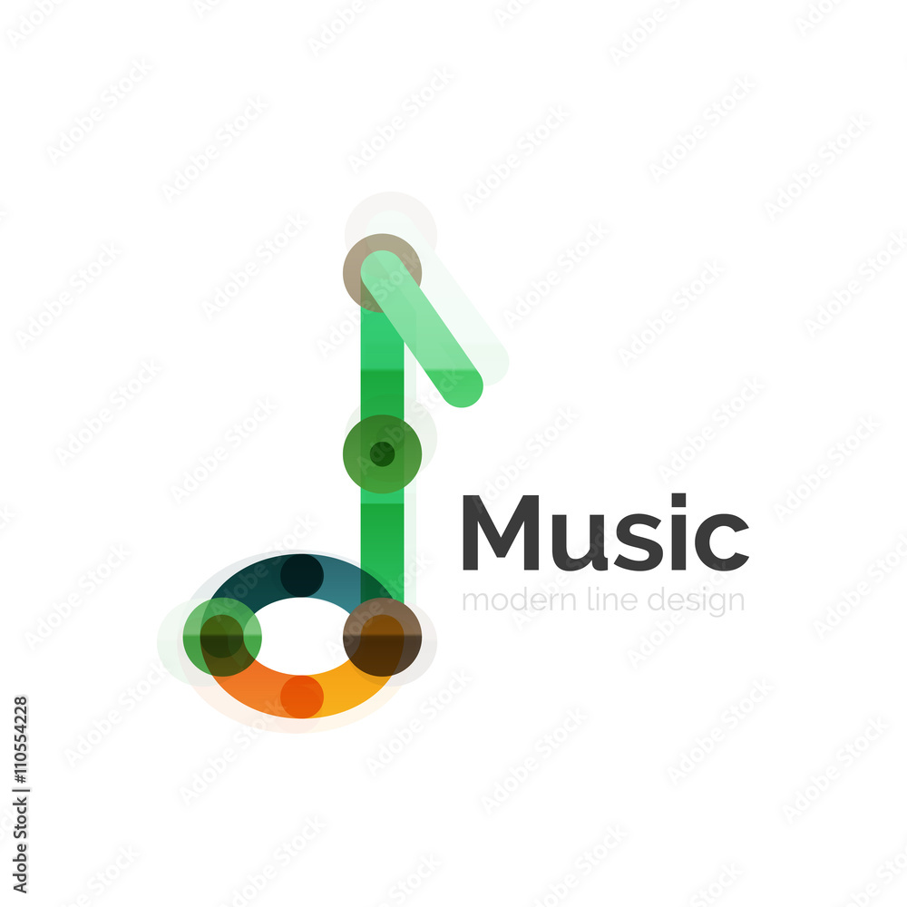 Music note logo, flat thin line geometric design Music note logo, flat thin line geometric design