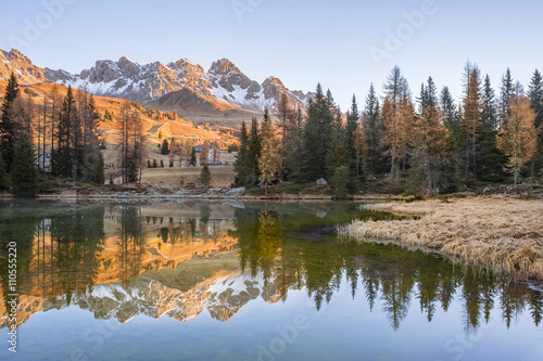 Lake with Mountain Reflection in Water