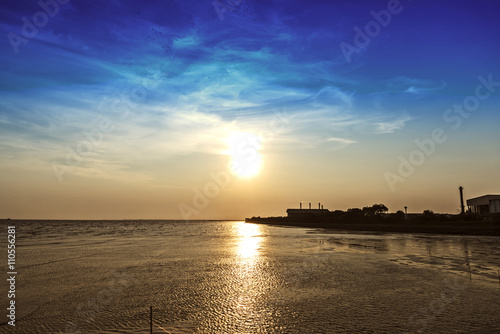 Beautiful sunset above the sea, Sunset on the beach with beautiful sky, landscape © waewkid