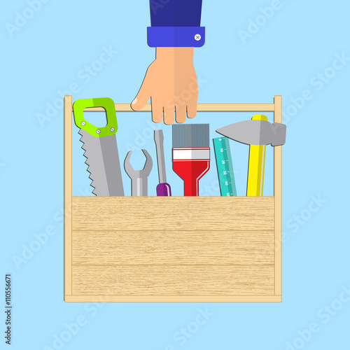 logo remodel service, hand of repairman with tools