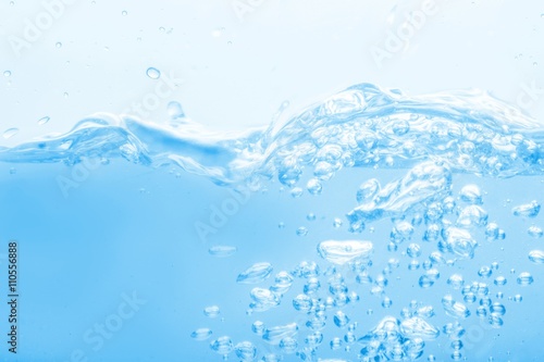 Close up on blue sparkling water