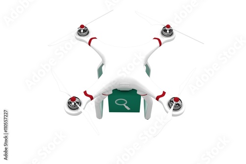 Digital image of a drone holding a cube