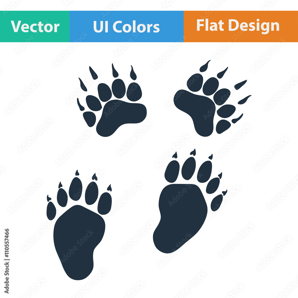Flat design icon of bear trails Flat design icon of bear trails