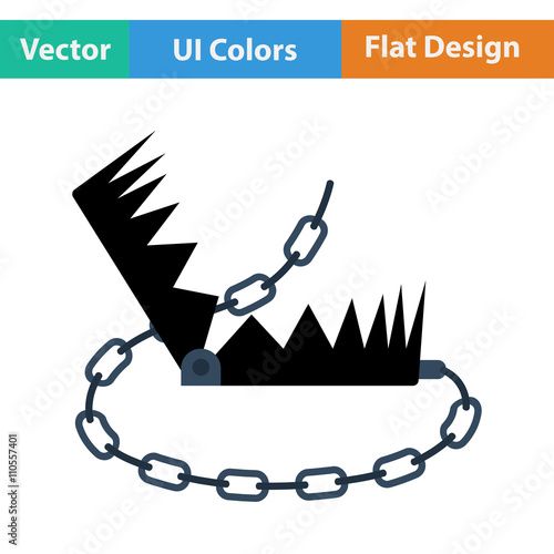 Flat design icon of bear hunting trap