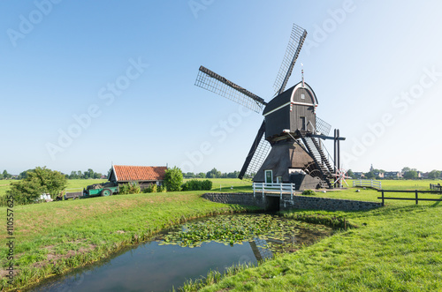 Backside of a drainage mill in the Netherlands