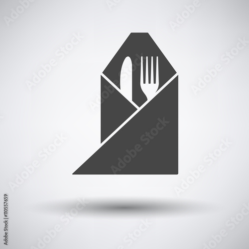 Fork and knife wrapped napkin icon