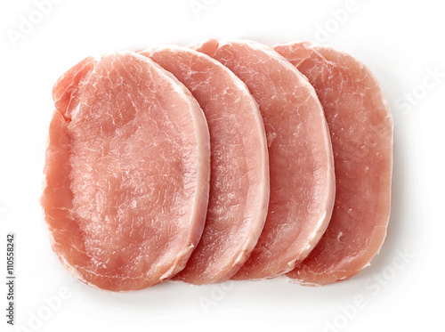 fresh raw pork chop slices