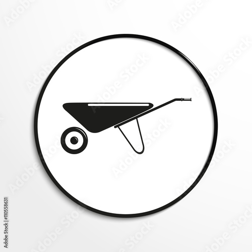Gardening wheelbarrow. Vector icon.