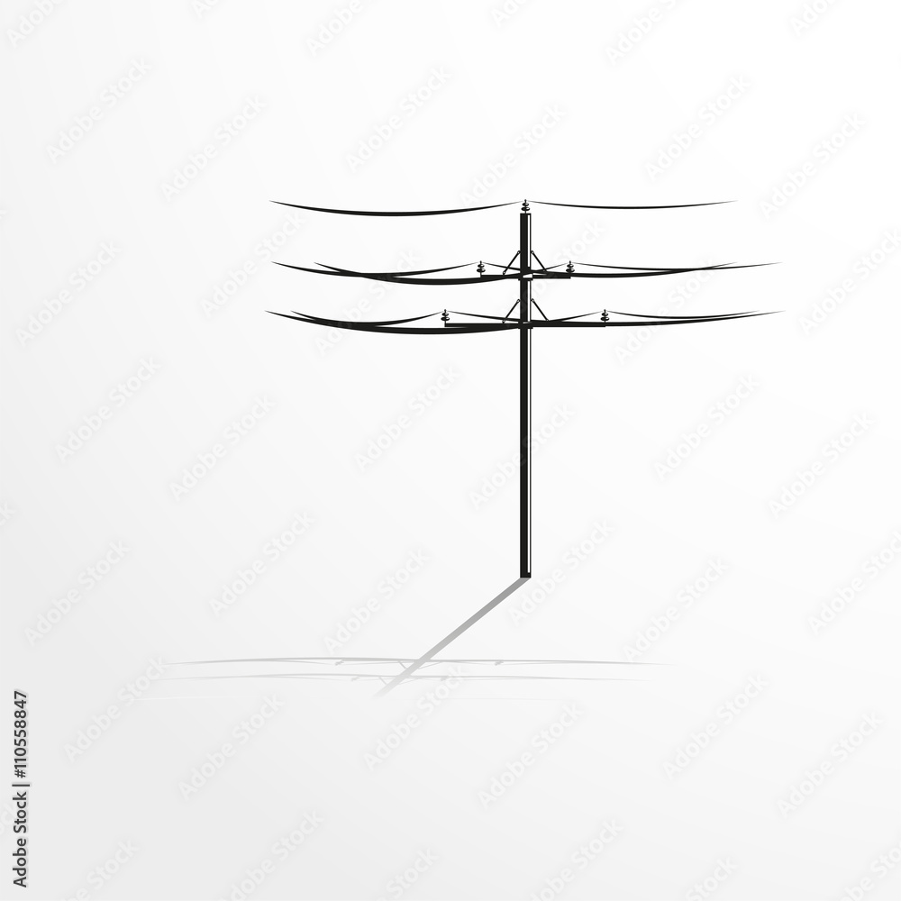 Pole with wires. Vector illustration. Pole with wires. Vector illustration.