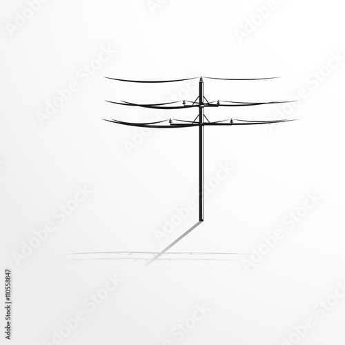 Pole with wires. Vector illustration.