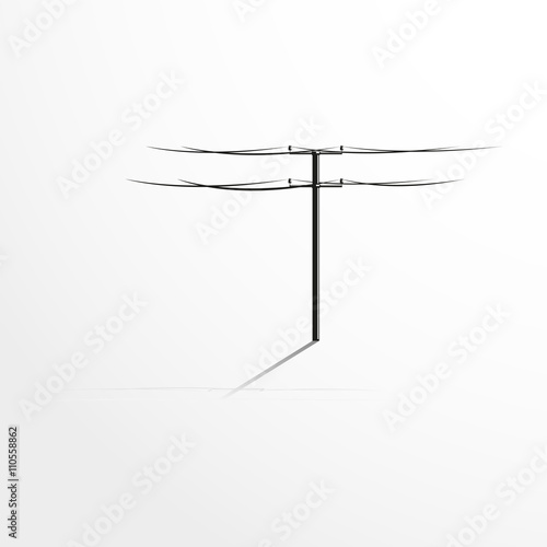Pole with wires. Vector illustration.