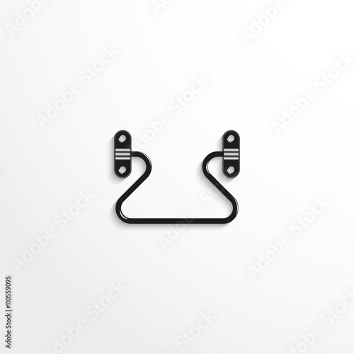 Hardware elements. The handle of the box. Vector illustration. Black and white view.