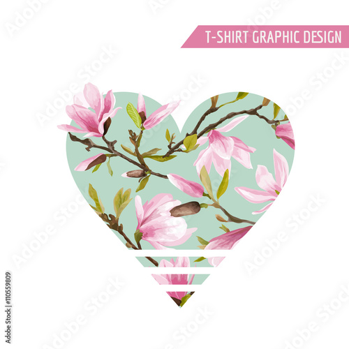 Flower Heart Graphic Design - for t-shirt, fashion, prints - in vector