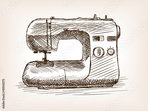 Sewing machine sketch style vector illustration