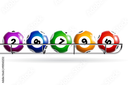 Colorful lottery balls isolated on white background.