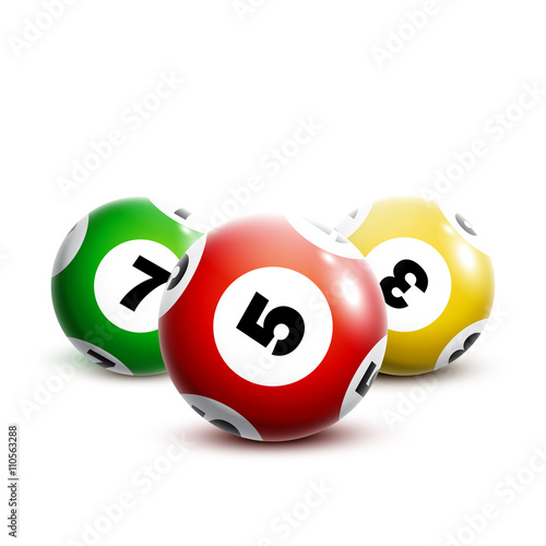 Colorful lottery balls isolated on white background.