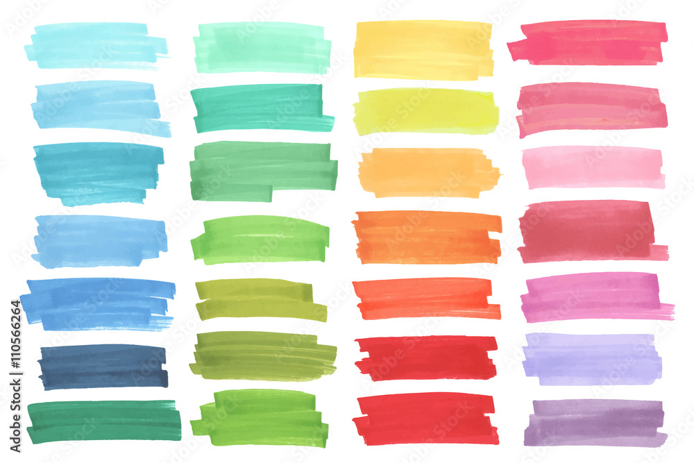 Fototapeta premium Kolorowe banery rysowane za pomocą markerów japonii. Stylowe elementy do projektowania. Udar znacznika wektorowego