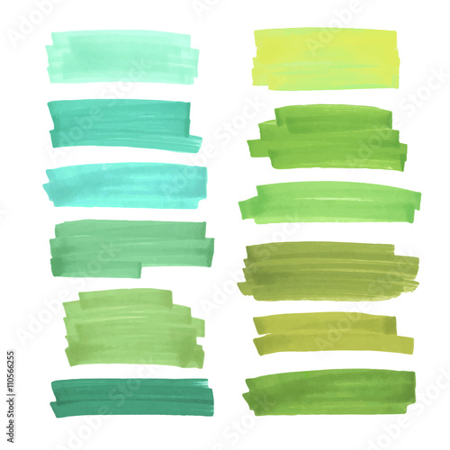 Color banners drawn with japan markers. Stylish elements for design. Vector marker stroke
