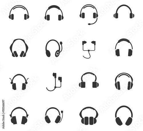headphones icon set