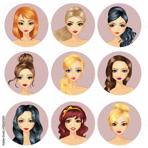 Girl Characters Round Avatars