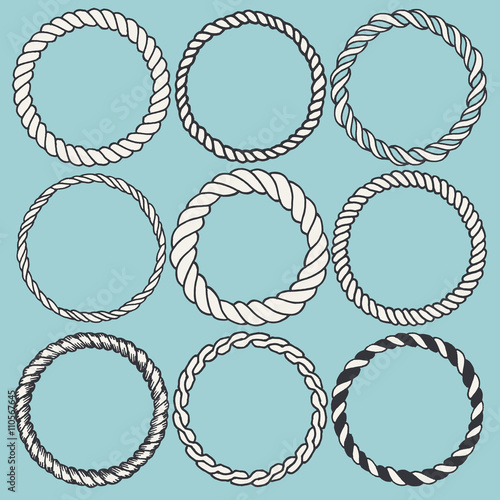 Set of 9 decorative circle border frames.