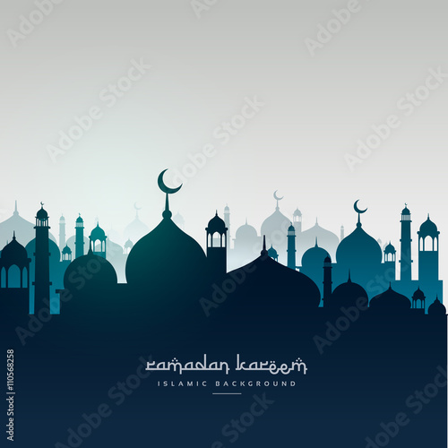 ramadan kareem greeting card with mosques