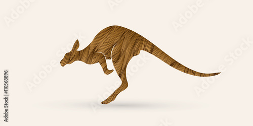 Kangaroo jumping designed using grunge brush graphic vector.