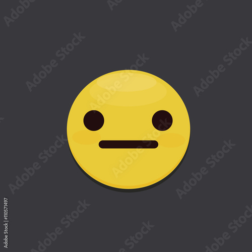 Illustration of a Poker-faced Smiley. Straight Face