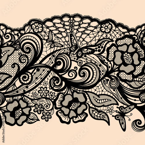 Abstract seamless lace pattern with flowers 