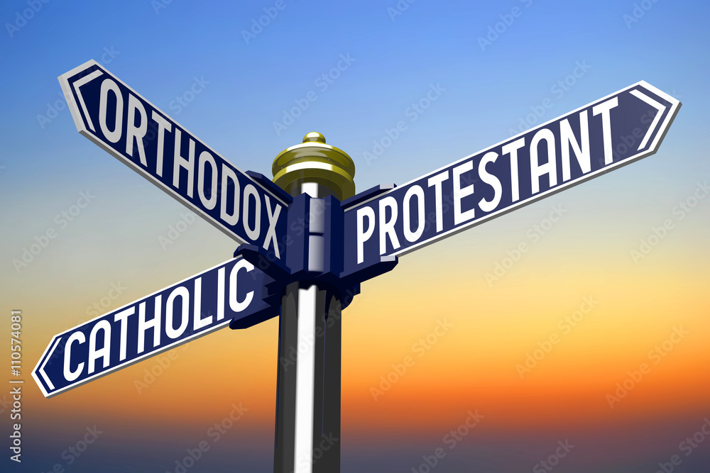 Crossroads sign - religion concept Crossroads sign - religion concept