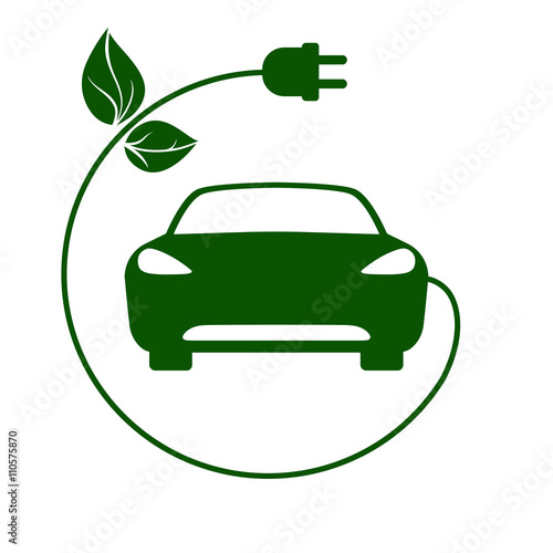 Electric car, bio fuel, eco-friendly vehicle icon Vector Illustration