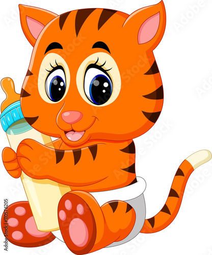 Fototapeta Naklejka Na Ścianę i Meble -  illustration of cute baby tiger