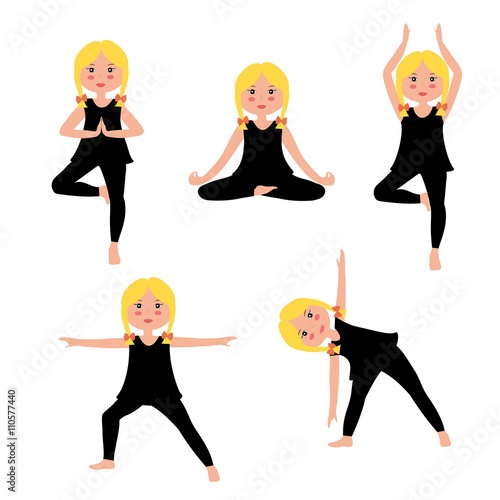 Children yoga vector set