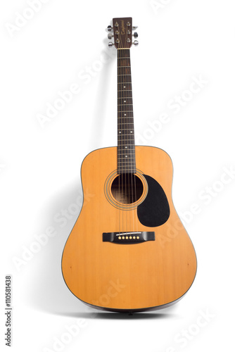 Acoustic guitar on white background