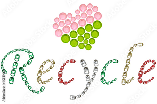 Recycle word on white background