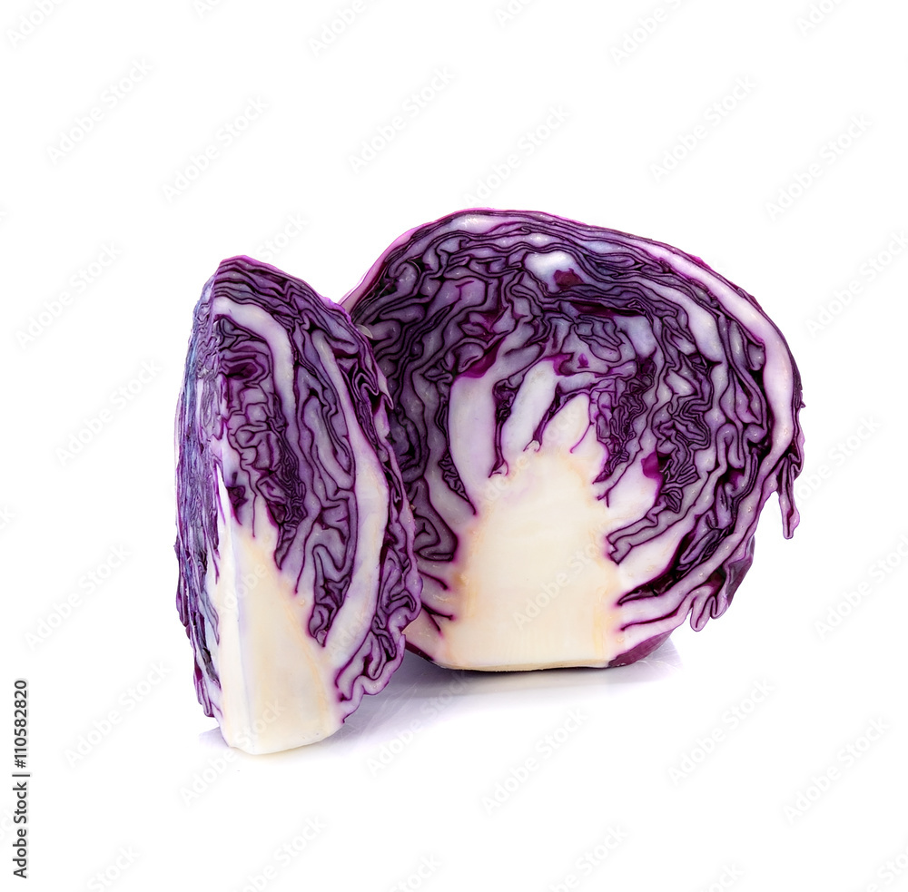 Purple cabbage slices on white background Purple cabbage slices on white background
